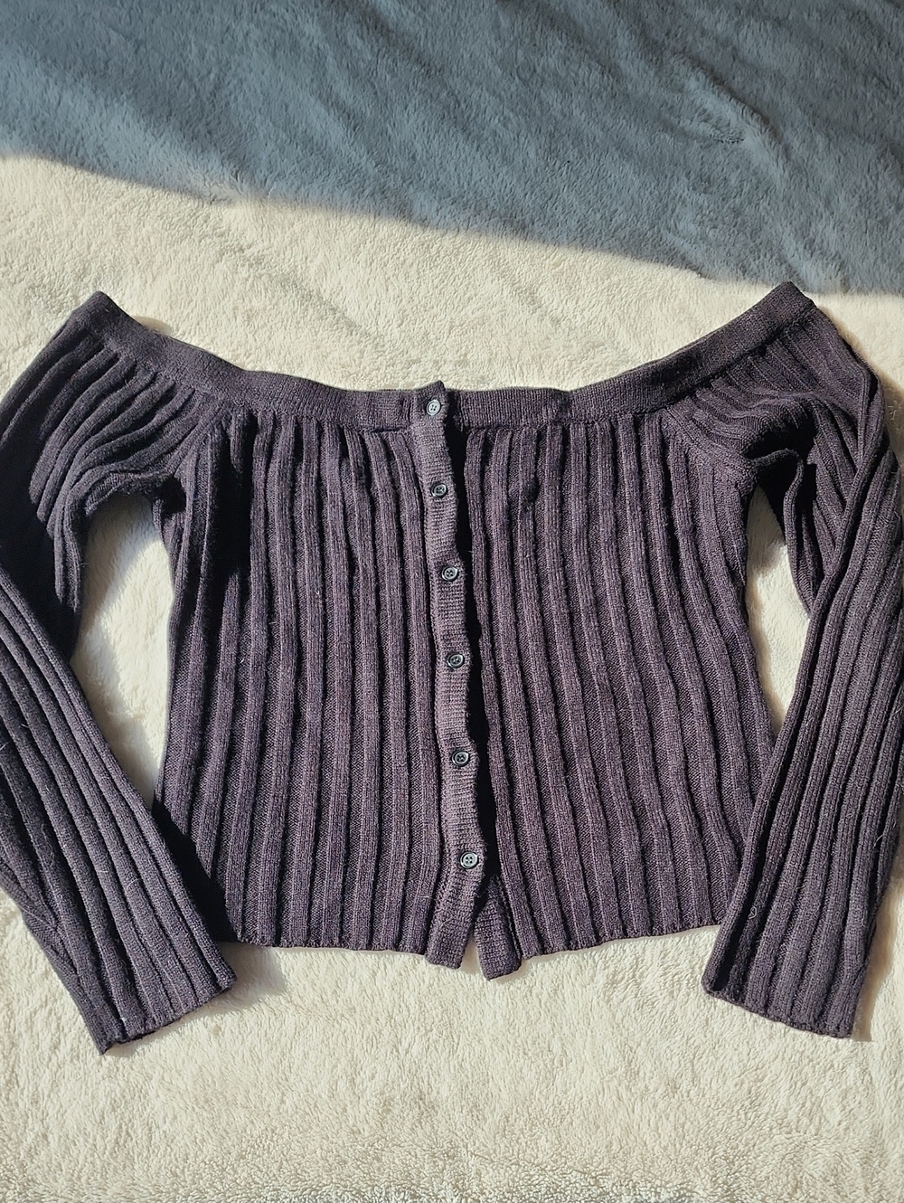 Social Collision Black Ribbed Off Shoulder Button Front Knit Top Y2K Grunge | 2x